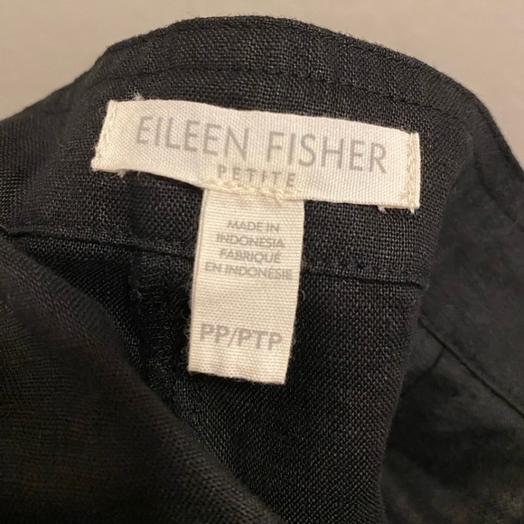 Eileen Fisher Black 100% Organic Linen Lightweight Cropped Pant Size PP - Picture 5 of 9
